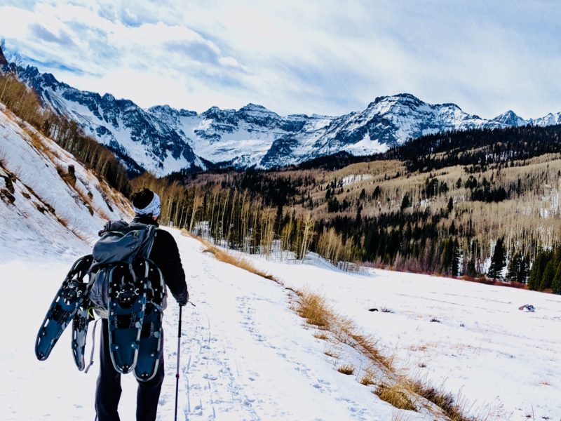 hiking in the snow